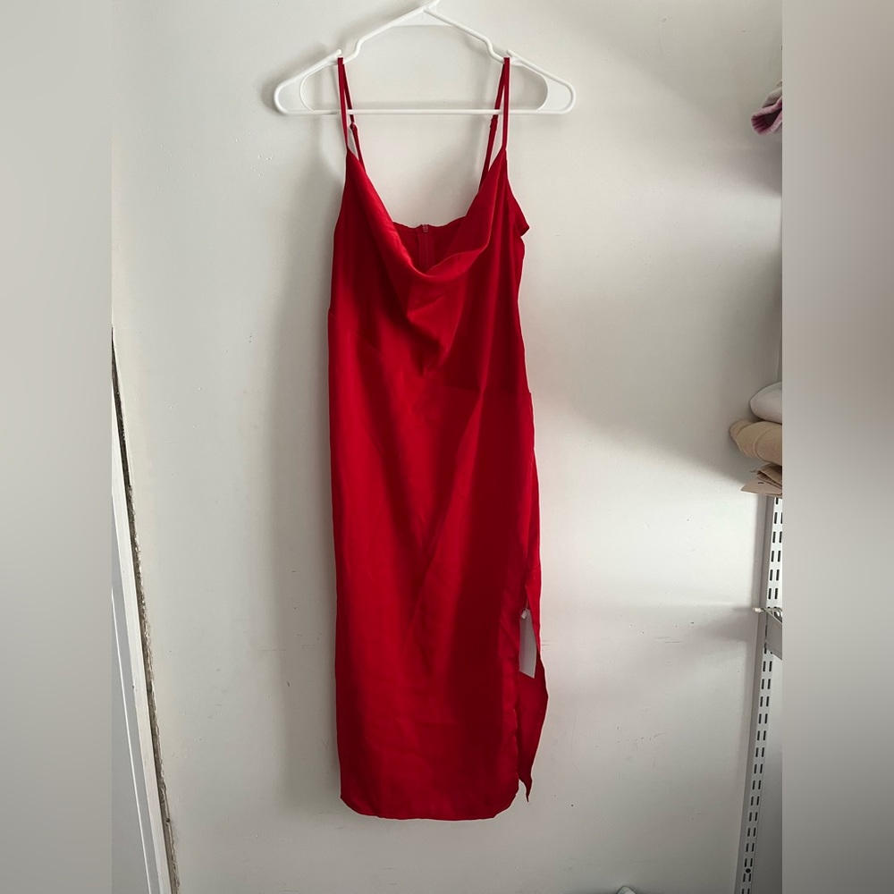 Red silk dress